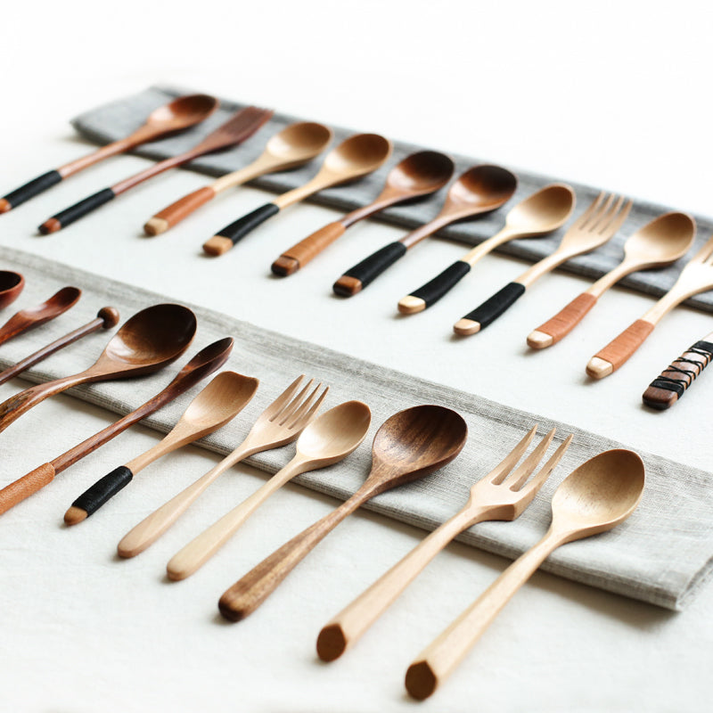 JAPASNK STYLE WOODEN BAMBOO SPOON & FORK
