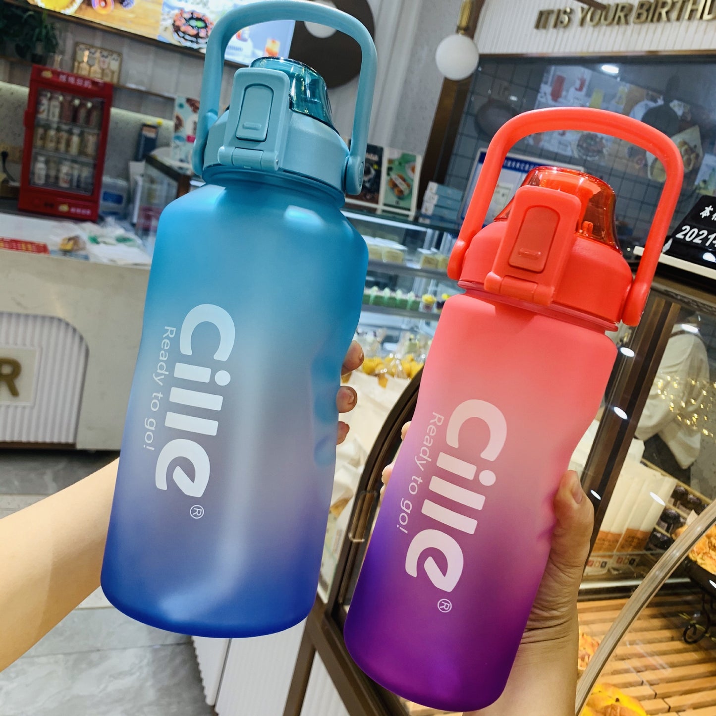 PORTABLE PLASTIC MUG WATER BOTTLE