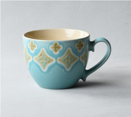 VINTAGE EMBOSSED CERAMIC CUP