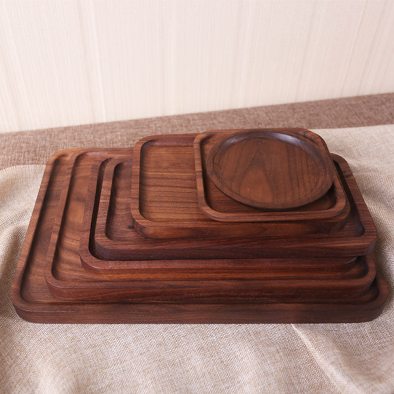 RECTANGULAR FOOD PLATE BLACK WALNUT JAPANESE STYLE