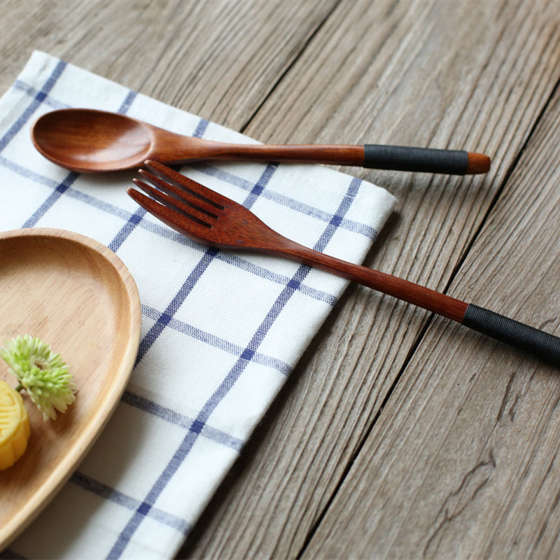 JAPASNK STYLE WOODEN BAMBOO SPOON &amp; FORK