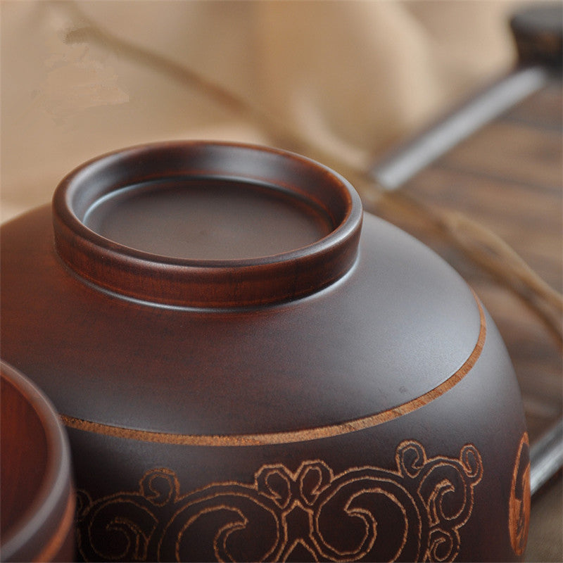 MONGOLIAN TABLEWARE WOODEN BOWL