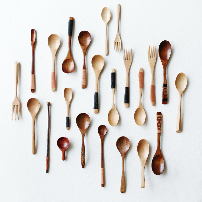 JAPASNK STYLE WOODEN BAMBOO SPOON &amp; FORK