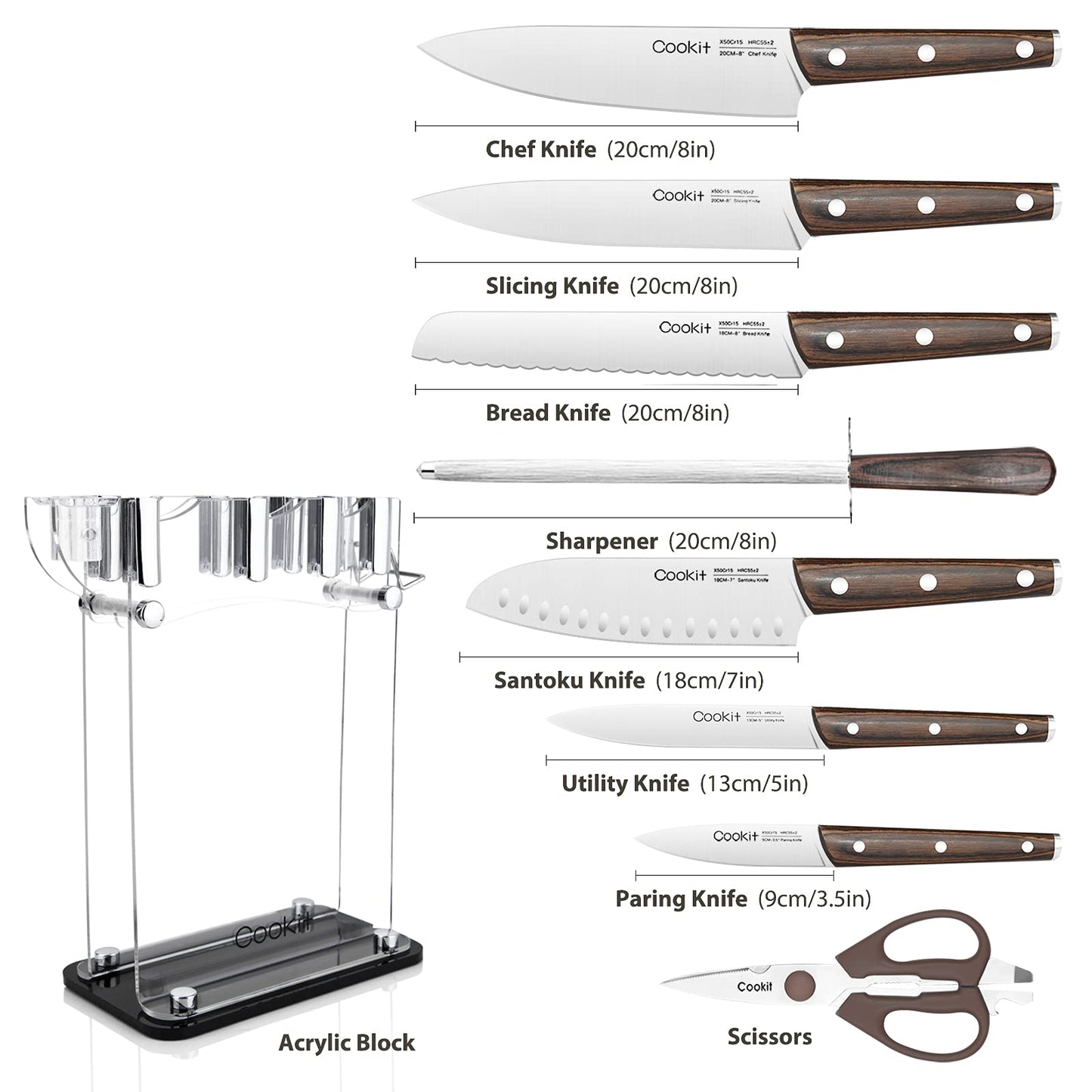 KITCHEN KNIFE SET - 9 PIECES