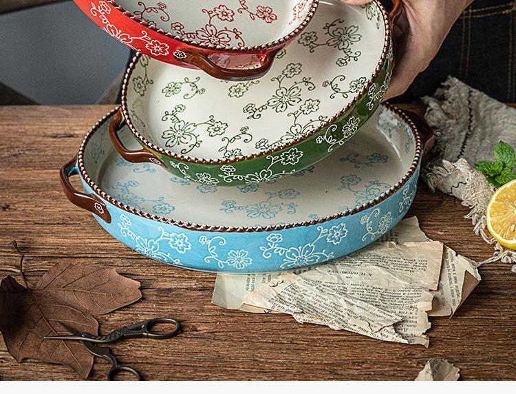 HAND PAINTED CERAMIC BAKING PLATE