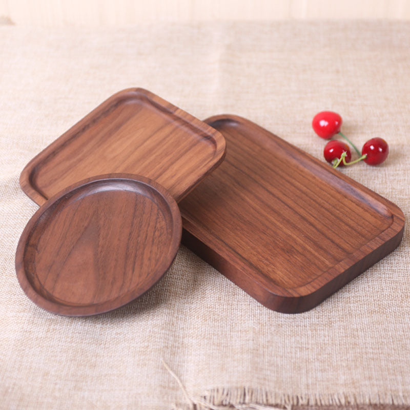 RECTANGULAR FOOD PLATE BLACK WALNUT JAPANESE STYLE