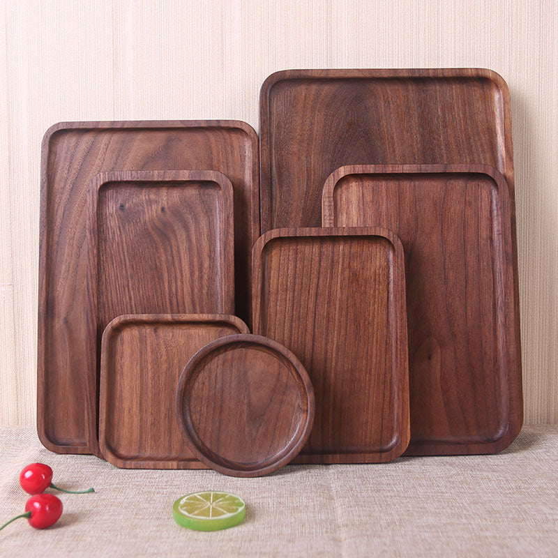 RECTANGULAR FOOD PLATE BLACK WALNUT JAPANESE STYLE